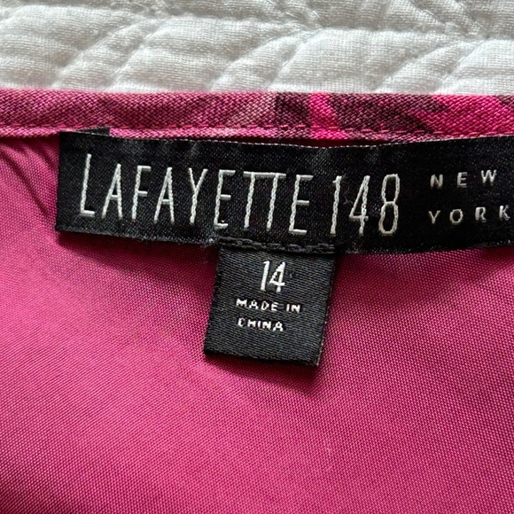 Lafayette 148 100% Linen Bubble Hem No Sleeve Dress Paisley Print Size 14 - Picture 11 of 15